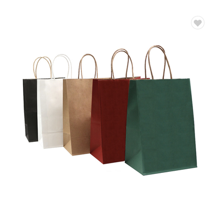 Bom preço. Sacos de papel Kraft marrom biodegradáveis com alças para compras on-line