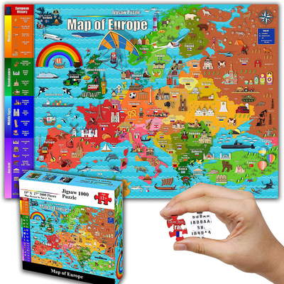 Bom preço. Mapa da Europa em cores 1000 peças de papel Puzzle para crianças 12+ Adolescentes Adultos Famílias on-line