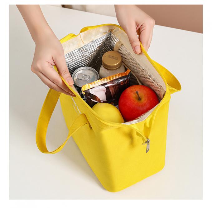 Caramelo Cor Isolamento Cooler Saco Bento Quadro térmico Saco de transporte com impressão personalizada 3
