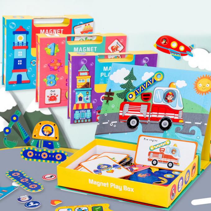 Pre-escola Magnético Puzzle Jigsaw Magnetic Play Box Blocos de construção 2