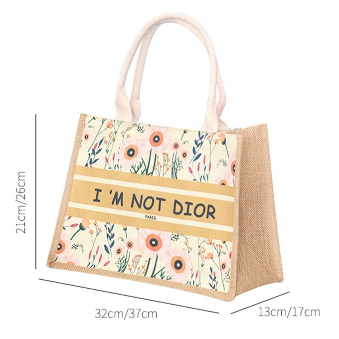 Bolsas personalizadas de borracha de Tote Jute Impressão personalizada de Natal com alças 0