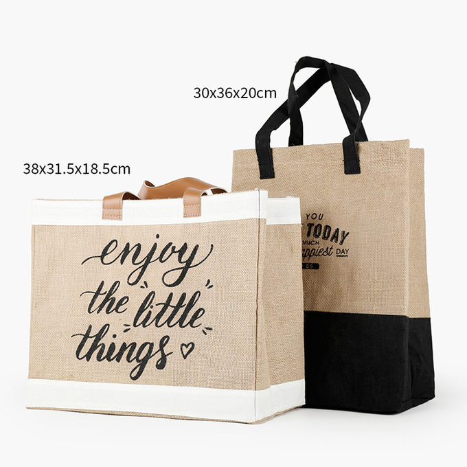 Sacos de Jute Tote Grandes Impressos Sacos de Hessian Personalizados para Regalos de Retorno 0