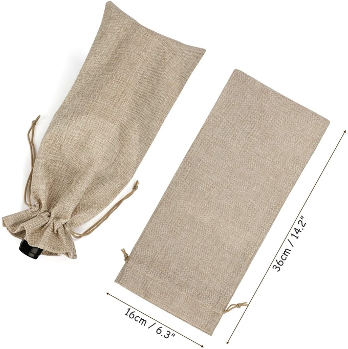 Sacos de jute impressos de cordas de tração reutilizáveis Sacos de presente para vinho 0