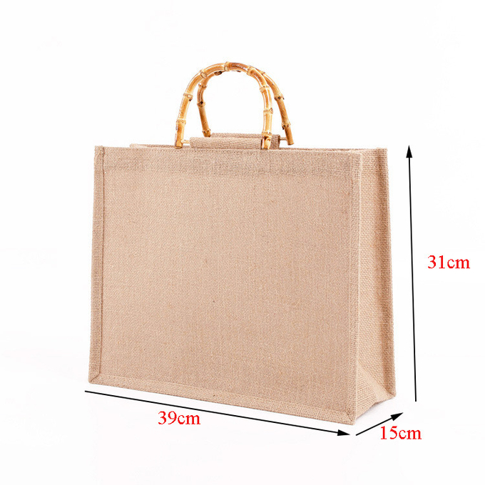 Sacos de Jute Naturais feitos à mão Tote Sacos de compras Hessian Eco Friendly 1