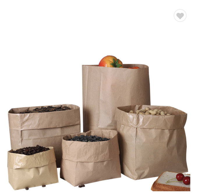 ISO9001 Embalagem de sacos de papel à prova de gordura para pães de sanduíche Marrom Branco 0