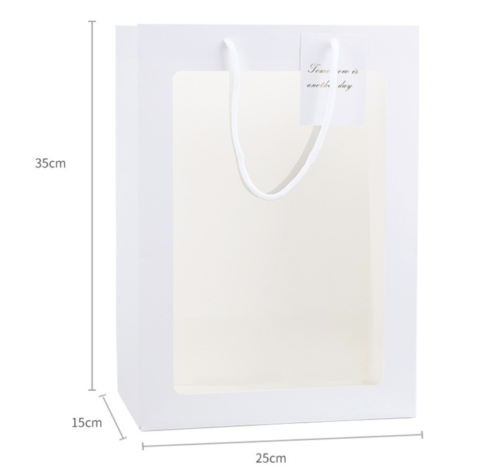 Embalagem de sacos de papel biodegradáveis com janela para compras de supermercado 450gm 0