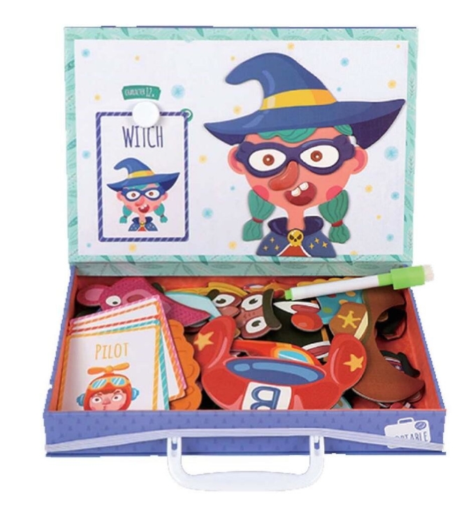 ECO Jogos Educativos de Madeira para Meninos Magnético Rosto Engraçado Puzzle Para 2 Anos de Idade 1