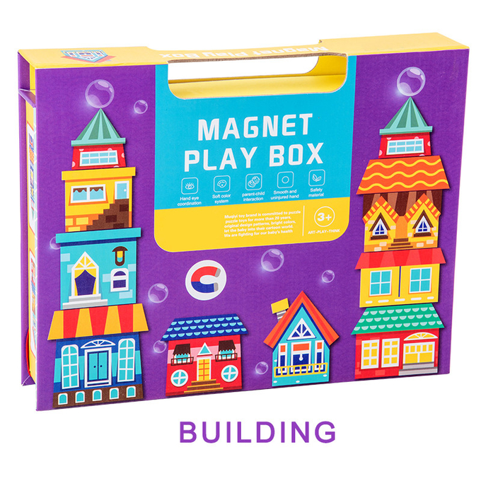 Pre-escola Magnético Puzzle Jigsaw Magnetic Play Box Blocos de construção 0