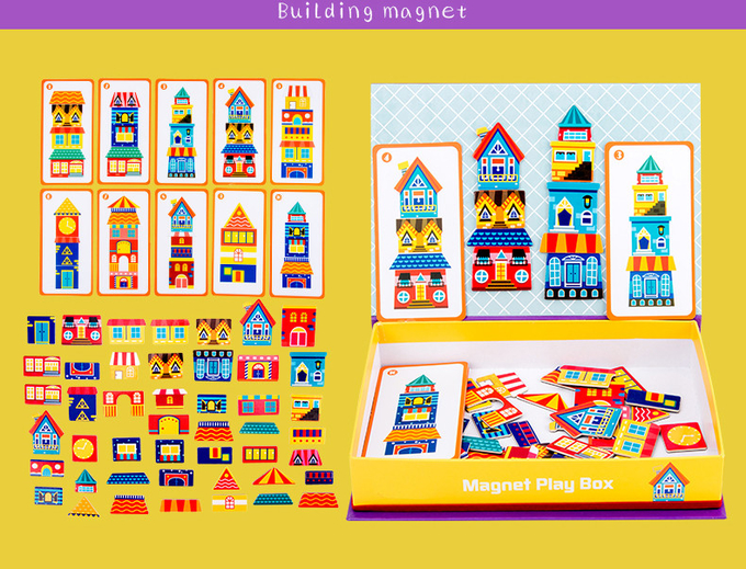 Pre-escola Magnético Puzzle Jigsaw Magnetic Play Box Blocos de construção 1