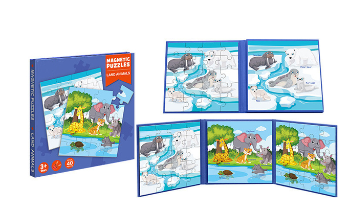 Brinquedos Educativos Magnéticos Jigsaw Puzzle Terra Animal Para 5 Anos de Idade 0