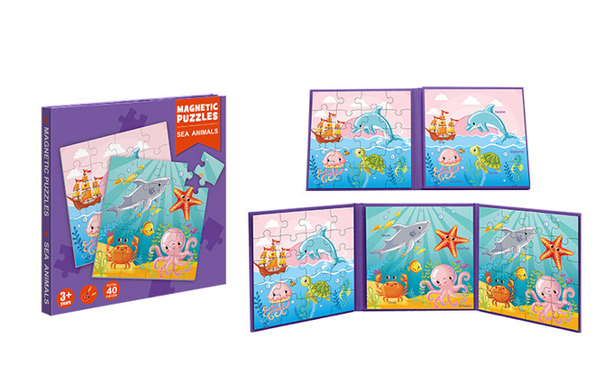 Brinquedos Educativos Magnéticos Animais do Mar Puzzles Para 3 Anos + 0