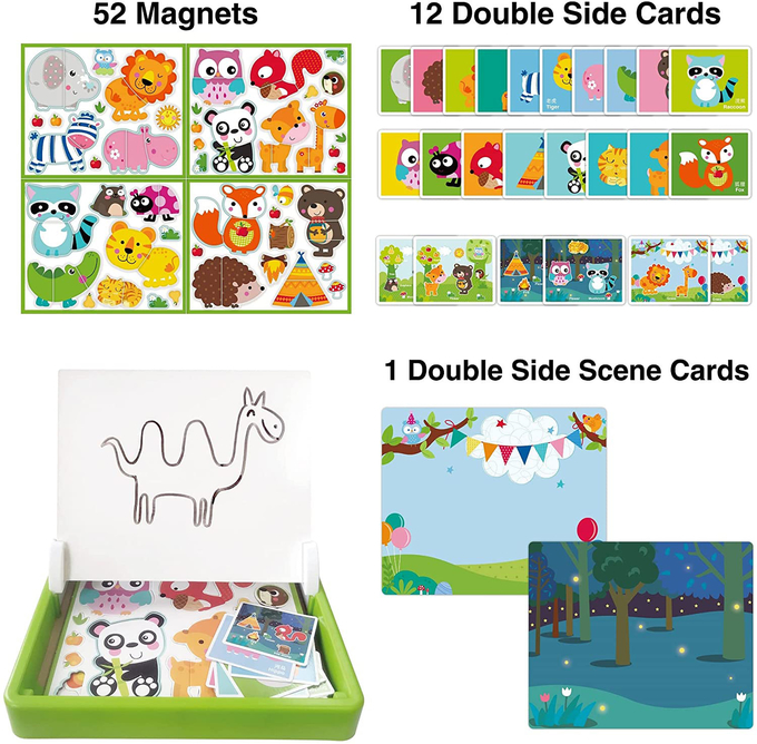 Animais da floresta Puzzles Puzzles Magnéticos Para crianças em idade pré-escolar Para crianças de 4 a 8 anos 60pcs 1