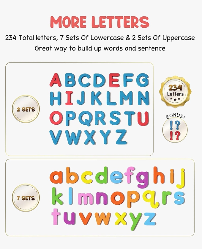 Kit de letras magnéticas para a sala de aula 208 peças folhas magnéticas de dois lados Alphabet de espuma para crianças pré-escolares Ortografia 1