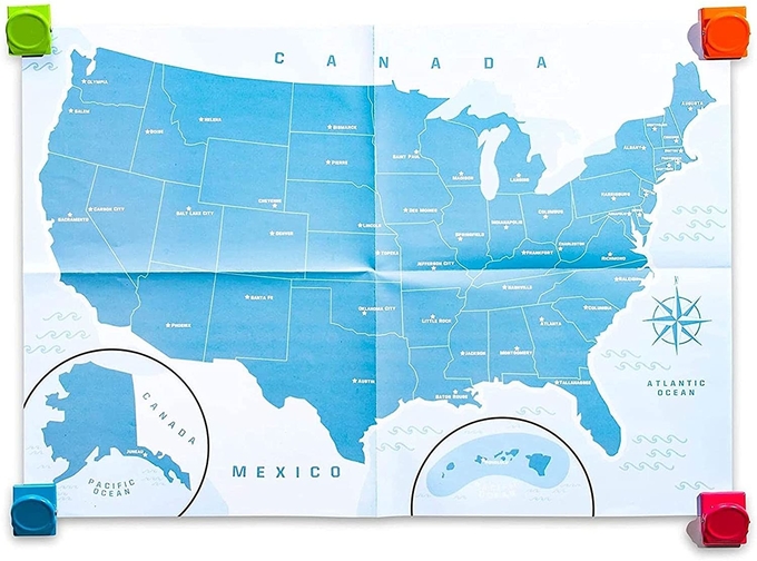 Mapa de puzzles dos Estados Unidos da América com 44 peças magnéticas de 19 x 13 polegadas 1
