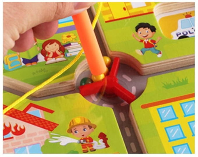 Crianças Tráfego da Cidade Puzzle de madeira magnético Labirinto Jogos de Tabuleiro Brinquedos Educativos 1