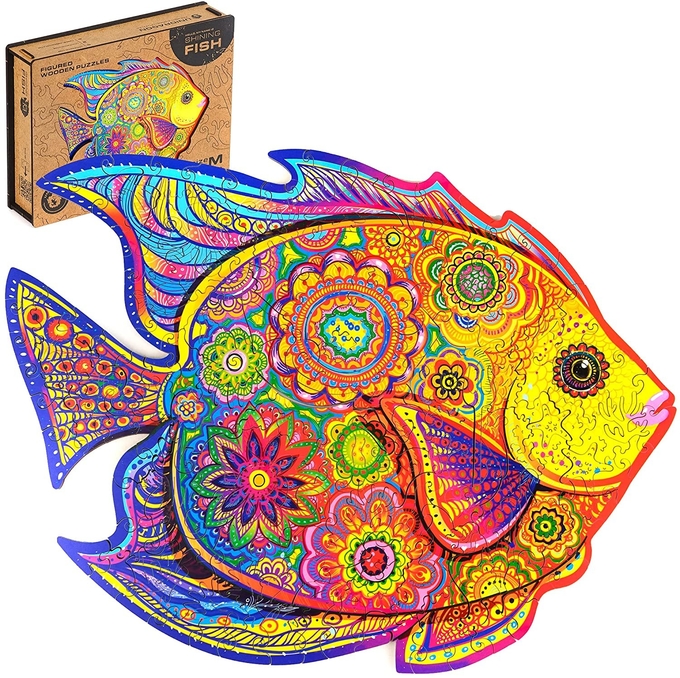 Animais mágicos ecológicos, puzzles de madeira, peixes brilhantes 0